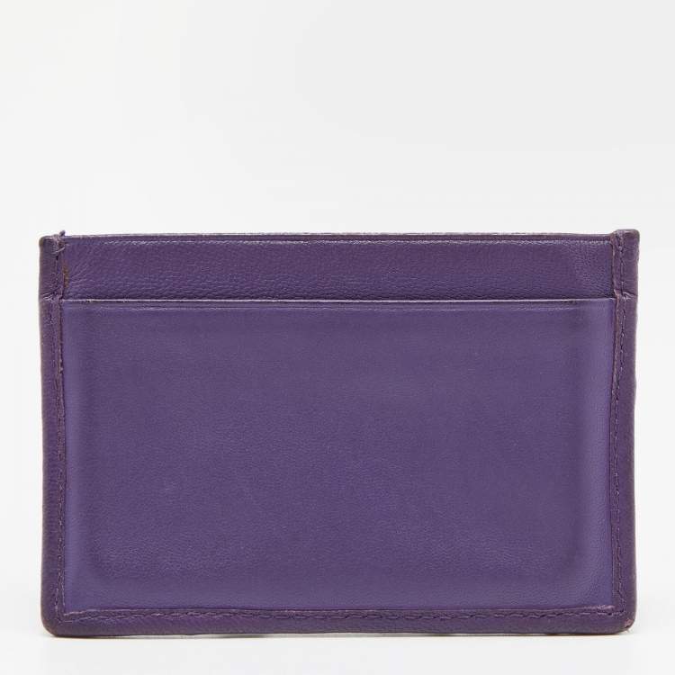 Pre Owned Miu Miu Purple Matelasse Leather Card Holder