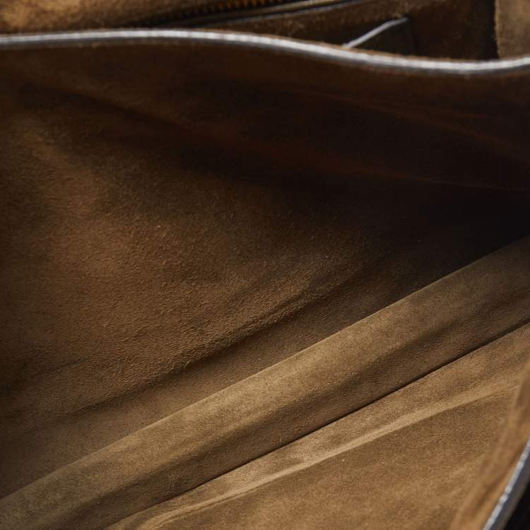 Pre Owned Miu Miu Dark Green Madras Leather Pushlock Flap Top Handle Bag