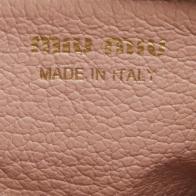 Pre Owned Miu Miu Light Pink Madras Leather Zip Card Holder