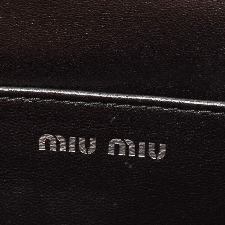 Pre Owned Miu Miu Black Patent Leather Logo Flap Chain Bag