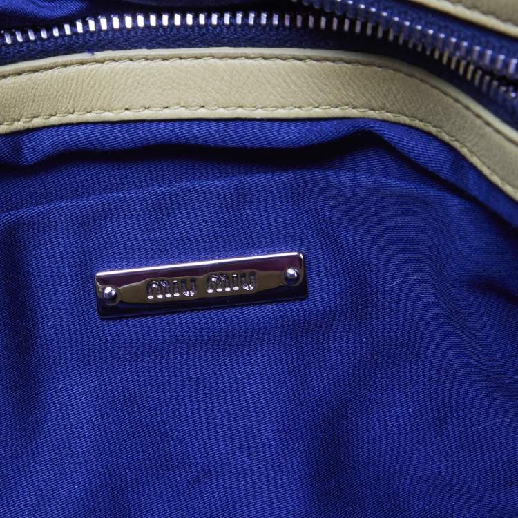 Pre Owned Miu Miu Yellow Matelasse Leather Crystal Flap Shoulder Bag