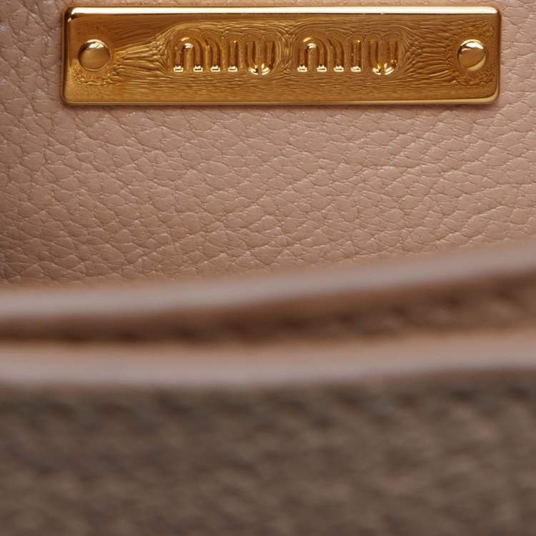 مملوكة مسبقًا Miu Miu Beige Madras Leather Pushlock Tote