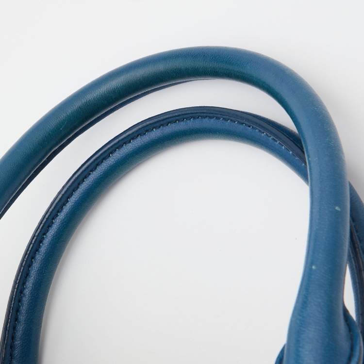 Pre Owned Miu Miu Blue Matelassé Leather Middle Zip Tote