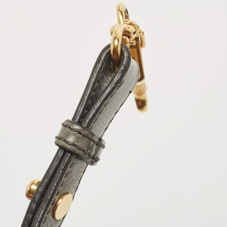 Pre Owned Miu Miu Grey Vitello Lux Leather Side Bow Bag