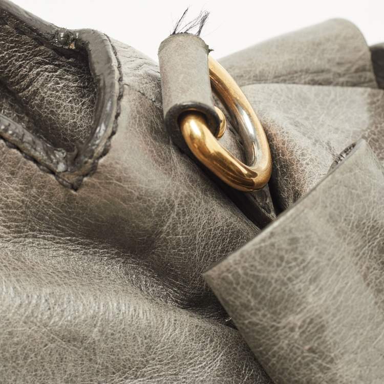 Pre Owned Miu Miu Grey Vitello Lux Leather Side Bow Bag