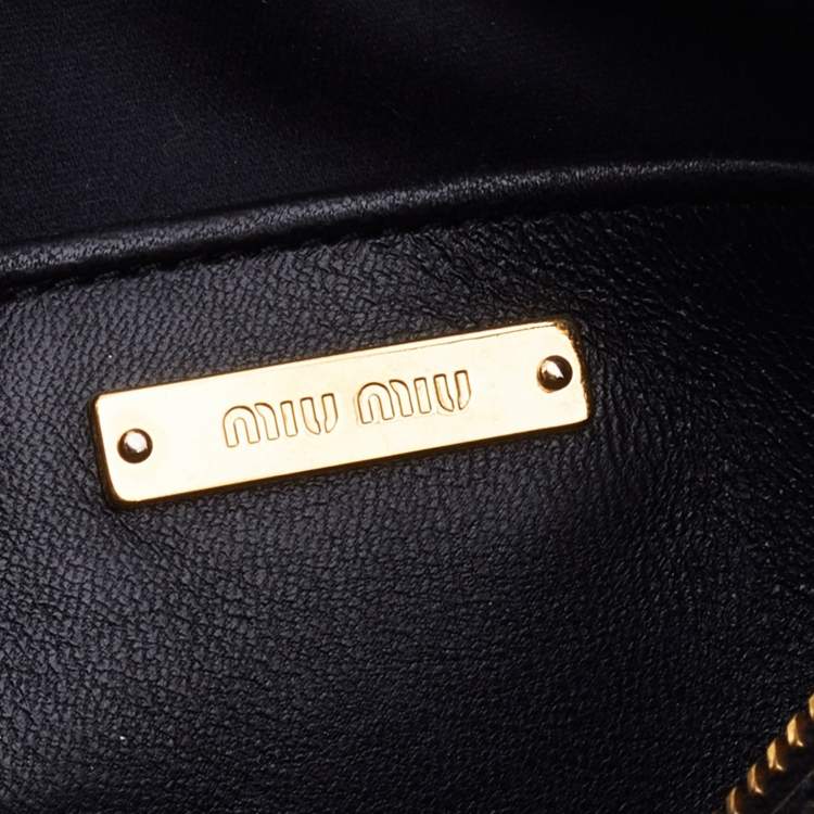 Pre Owned Miu Miu Black Matelassé Leather Double Zip Crossbody Bag