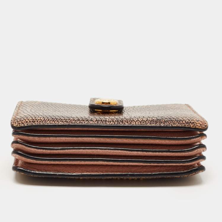 Pre Owned Miu Miu Black/Cream Lizard Flap Card Case