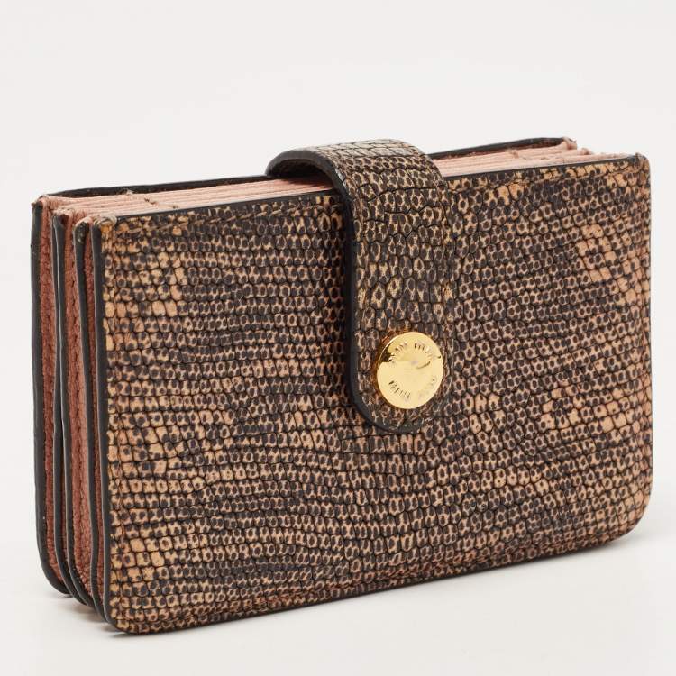 Pre Owned Miu Miu Black/Cream Lizard Flap Card Case