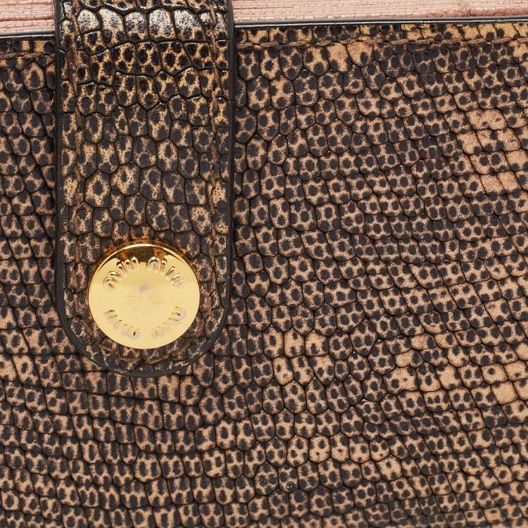 Pre Owned Miu Miu Black/Cream Lizard Flap Card Case