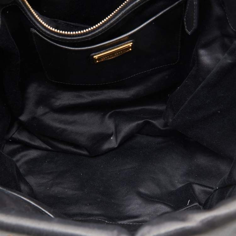 Pre Owned Miu Miu Black Matelasse Leather Fold Over Zip Tote