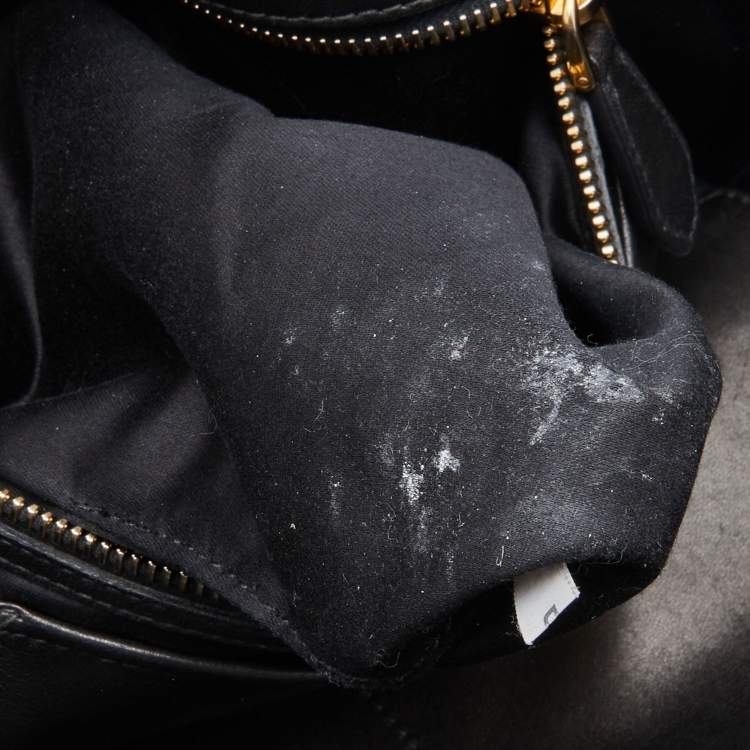 Pre Owned Miu Miu Black Matelasse Leather Fold Over Zip Tote