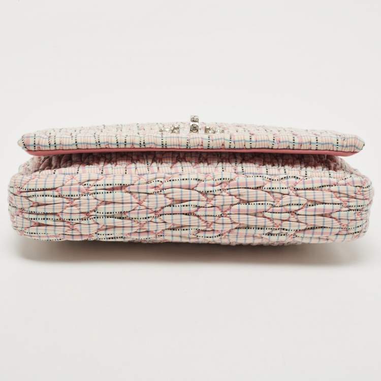 Pre Owned Miu Miu Pink/Multicolor Matelassé Fabric Crystal Cloque Shoulder Bag