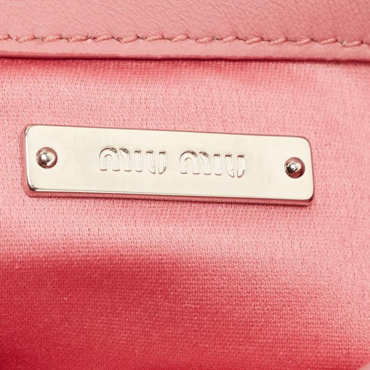 Pre Owned Miu Miu Pink/Multicolor Matelassé Fabric Crystal Cloque Shoulder Bag