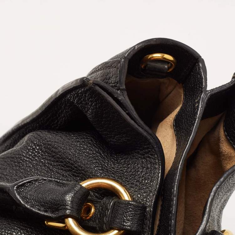 Pre Owned Miu Miu Black Madras Leather Pushlock Tote