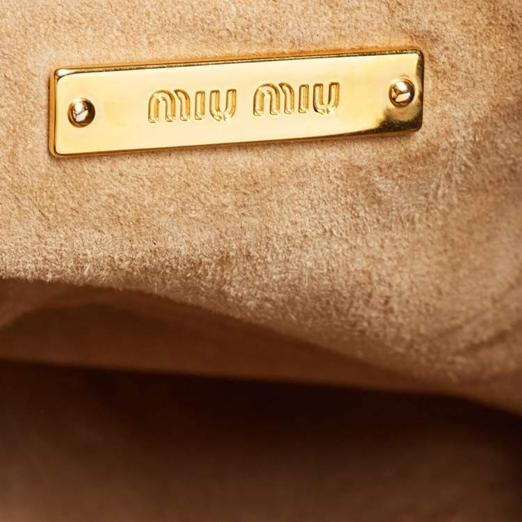 Pre Owned Miu Miu Black Madras Leather Pushlock Tote