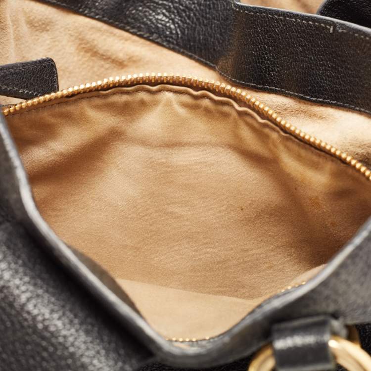 Pre Owned Miu Miu Black Madras Leather Pushlock Tote