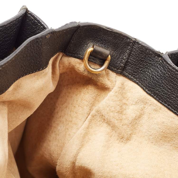 Pre Owned Miu Miu Black Madras Leather Pushlock Tote