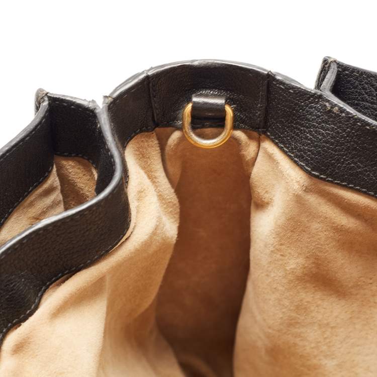 Pre Owned Miu Miu Black Madras Leather Pushlock Tote