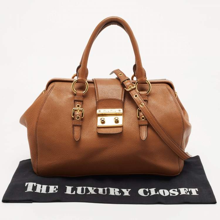 Pre Owned Miu Miu Brown Leather Doctor Frame Bag  