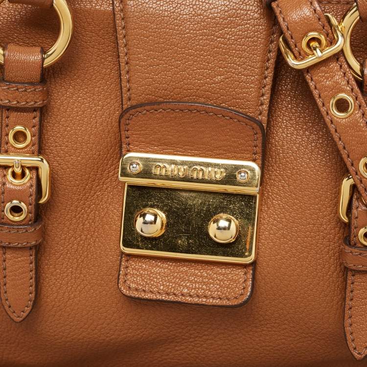 Pre Owned Miu Miu Brown Leather Doctor Frame Bag  