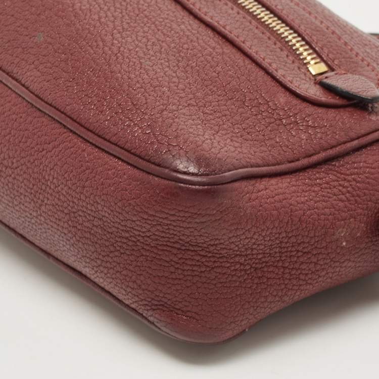 Pre Owned Miu Miu Burgundy Leather Double Zip Camera Crossbody Bag