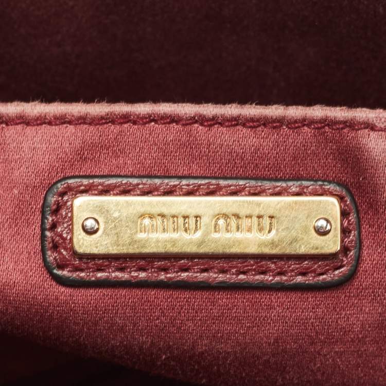 Pre Owned Miu Miu Burgundy Leather Double Zip Camera Crossbody Bag