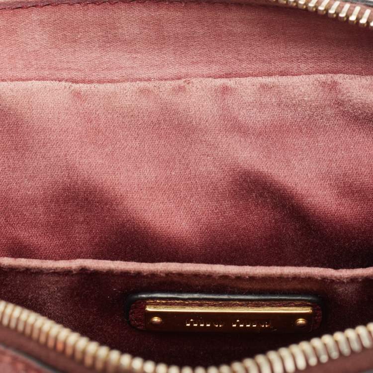 Pre Owned Miu Miu Burgundy Leather Double Zip Camera Crossbody Bag