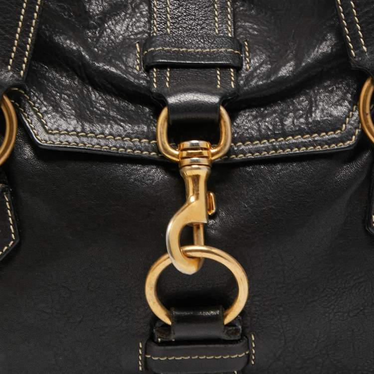 Pre Owned Miu Miu Black Leather Flap Shoulder Bag