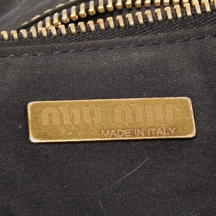 Pre Owned Miu Miu Black Leather Flap Shoulder Bag