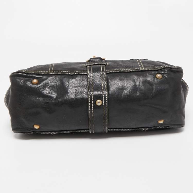 Pre Owned Miu Miu Black Leather Flap Shoulder Bag