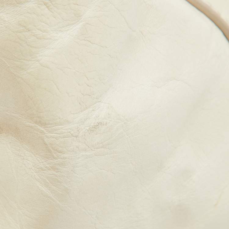 Pre Owned  Miu Miu Cream Vitello Gathered Leather Tote