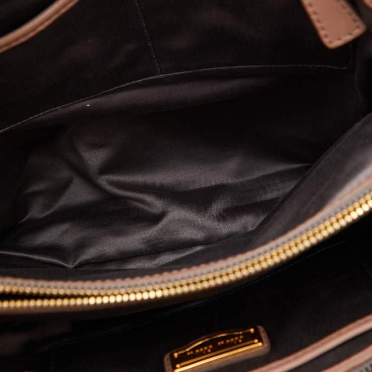 Pre Owned Miu Miu Two Tone Beige/White Matelasse Leather Turnlock Hobo