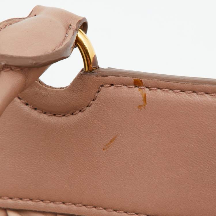 Pre Owned Miu Miu Two Tone Beige/White Matelasse Leather Turnlock Hobo