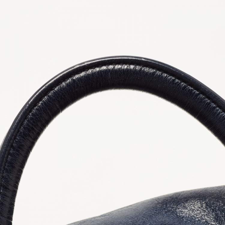 Pre Owned Miu Miu Dark Blue Vitello Lux Leather Bow Satchel