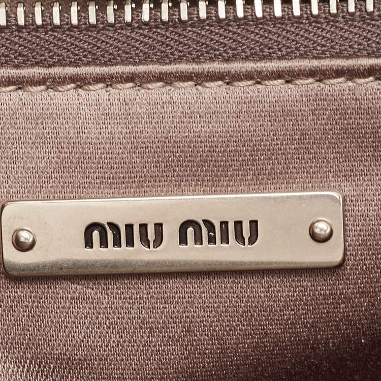Pre Owned Miu Miu Grey Vitello Shine Leather Flap Shoulder Bag