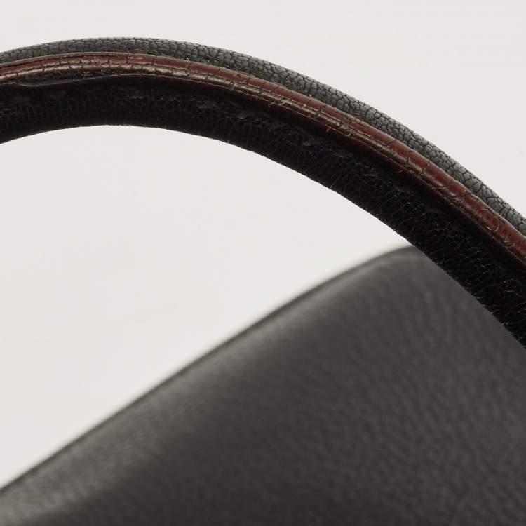 Pre Owned Miu Miu Black Leather Pushlock Flap Shoulder Bag