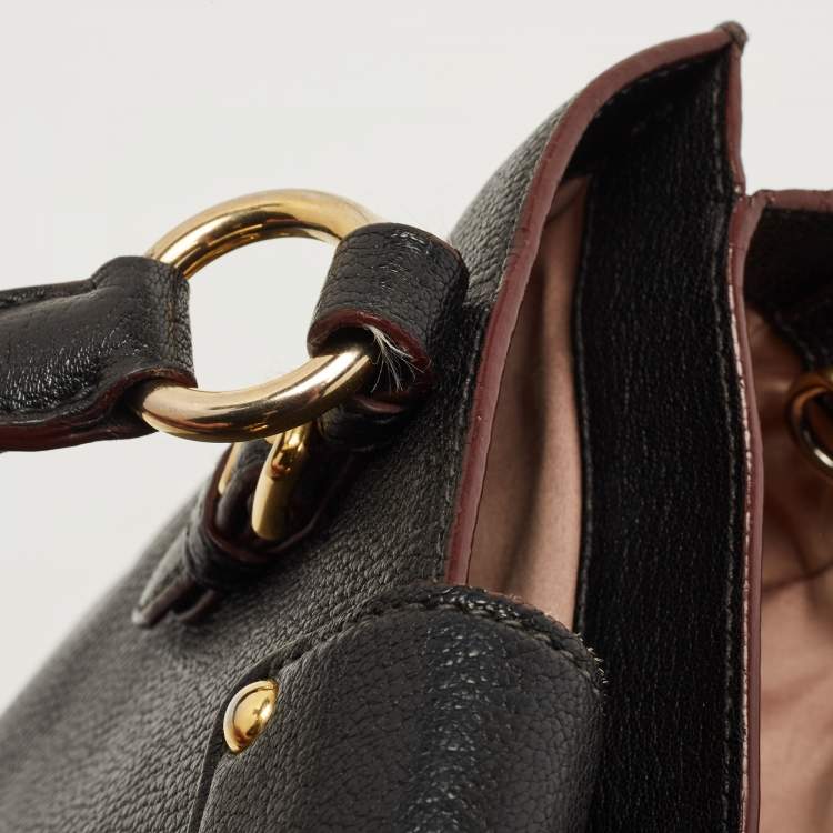 Pre Owned Miu Miu Black Leather Pushlock Flap Shoulder Bag