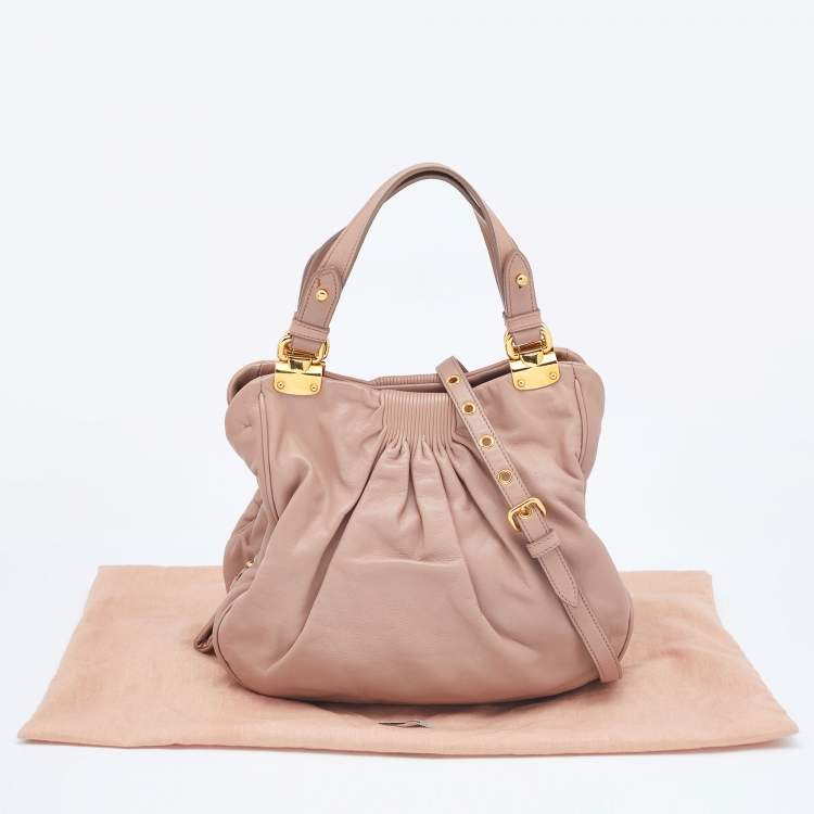 Pre Owned Miu Miu Beige Leather Shoulder Bag