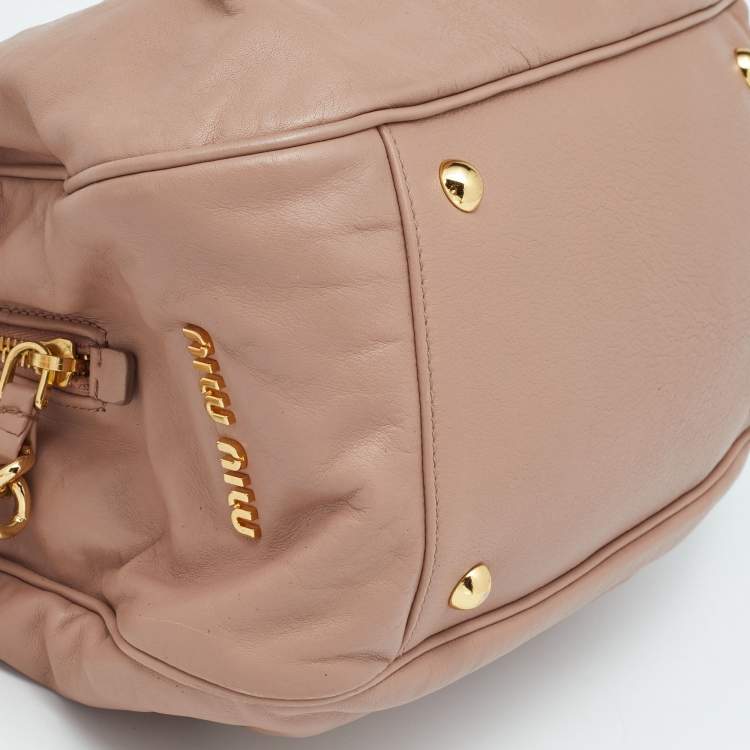 Pre Owned Miu Miu Beige Leather Shoulder Bag