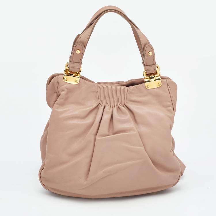 Pre Owned Miu Miu Beige Leather Shoulder Bag
