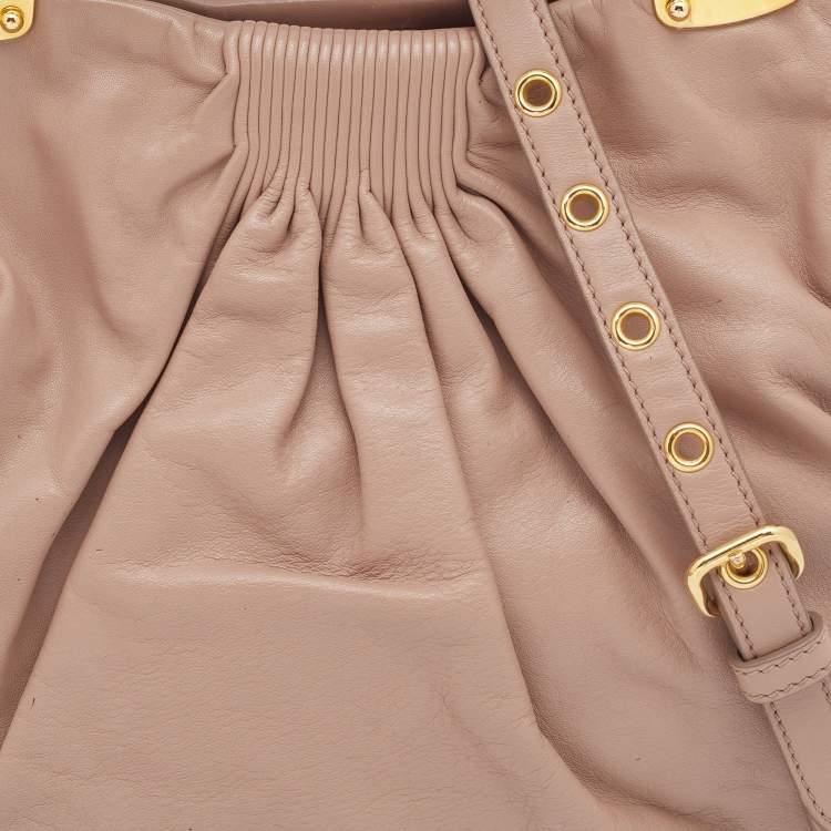 Pre Owned Miu Miu Beige Leather Shoulder Bag