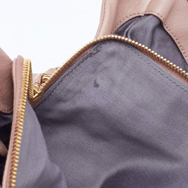 Pre Owned Miu Miu Beige Leather Shoulder Bag