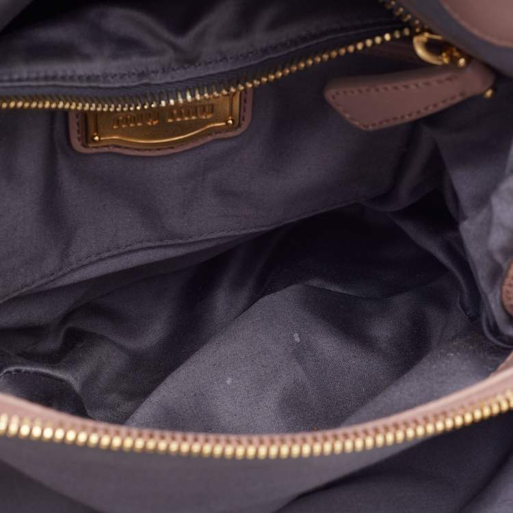 Pre Owned Miu Miu Beige Leather Shoulder Bag