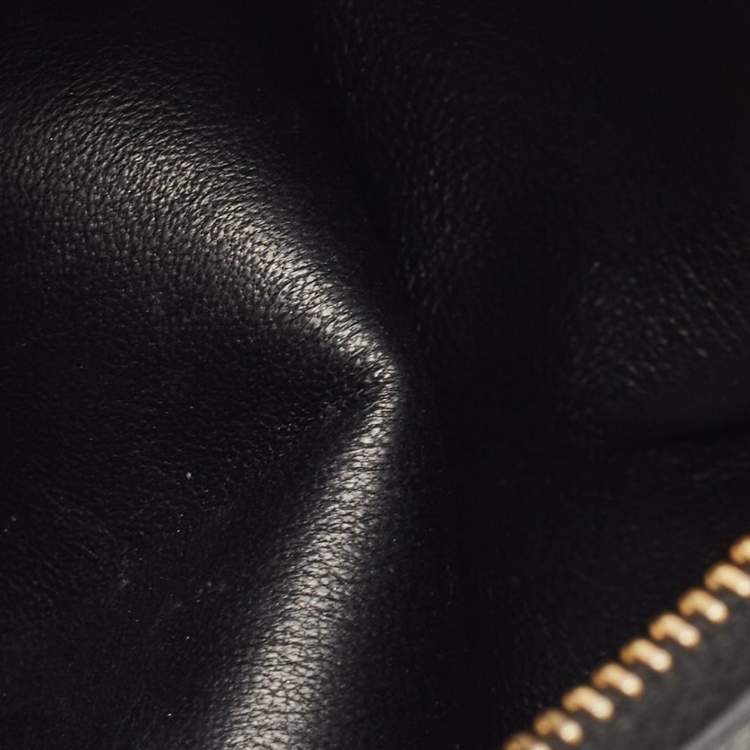 Pre Owned Miu Miu Black Laser Cut Leather Zip Pouch