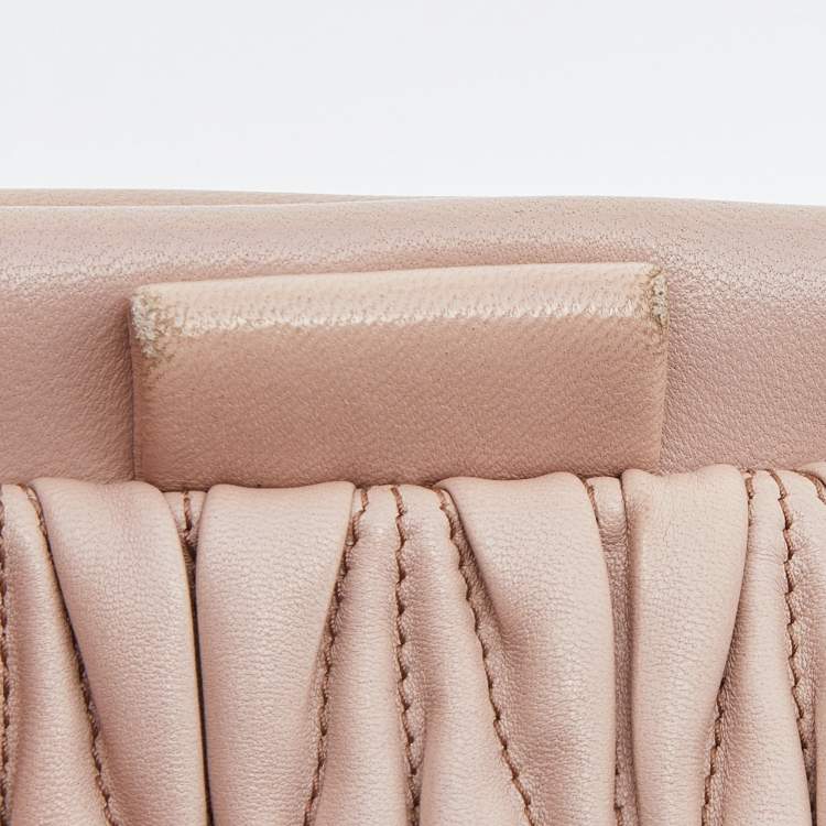 Pre Owned Miu Miu Beige Matelassé Leather Frame Crossbody Bag