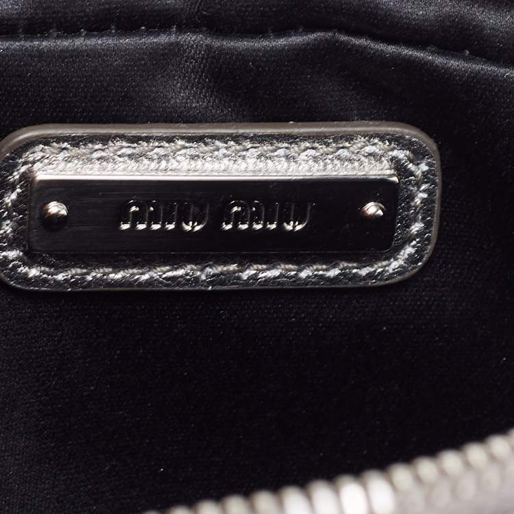 Pre Owned Miu Miu Silver Matelassé Leather Convertible Belt Bag
