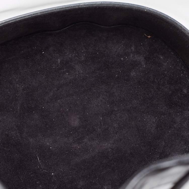 Pre Owned Miu MIu Black Leather And PVC Drawstring Bucket Bag