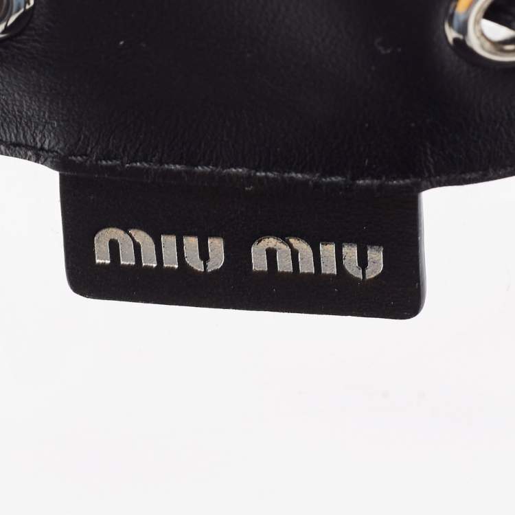 Pre Owned Miu MIu Black Leather And PVC Drawstring Bucket Bag