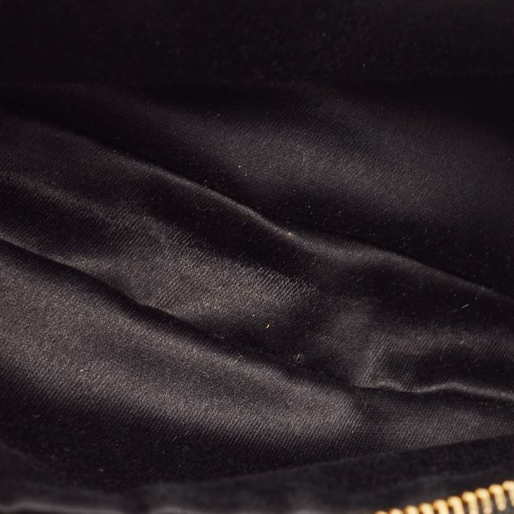 Pre Owned Miu Miu Black Matelassé Leather Double Zip Pouch