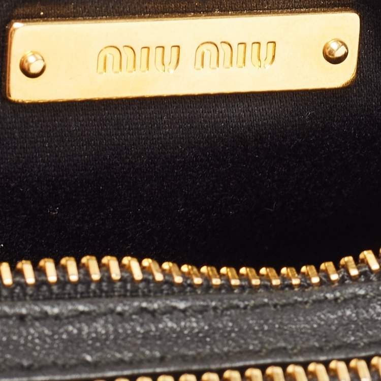 Pre Owned Miu Miu Black Matelassé Leather Double Zip Pouch
